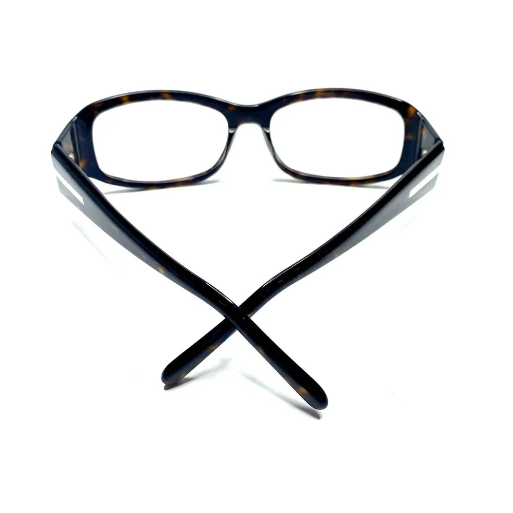New Prada Brown Tortoise Rectangular Wrap Glasses Italy SPR03E 2AU-3N1 54 14 140